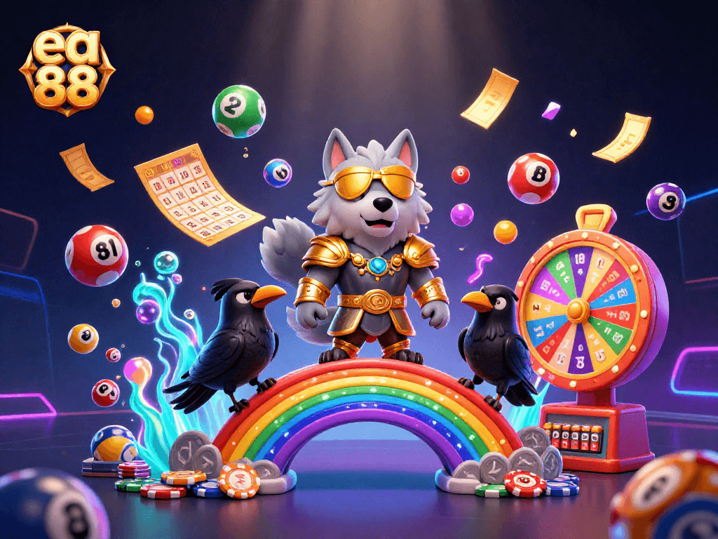 Experience the excitement of ea 88 with players amidst vibrant casino elements and spectacular visuals.