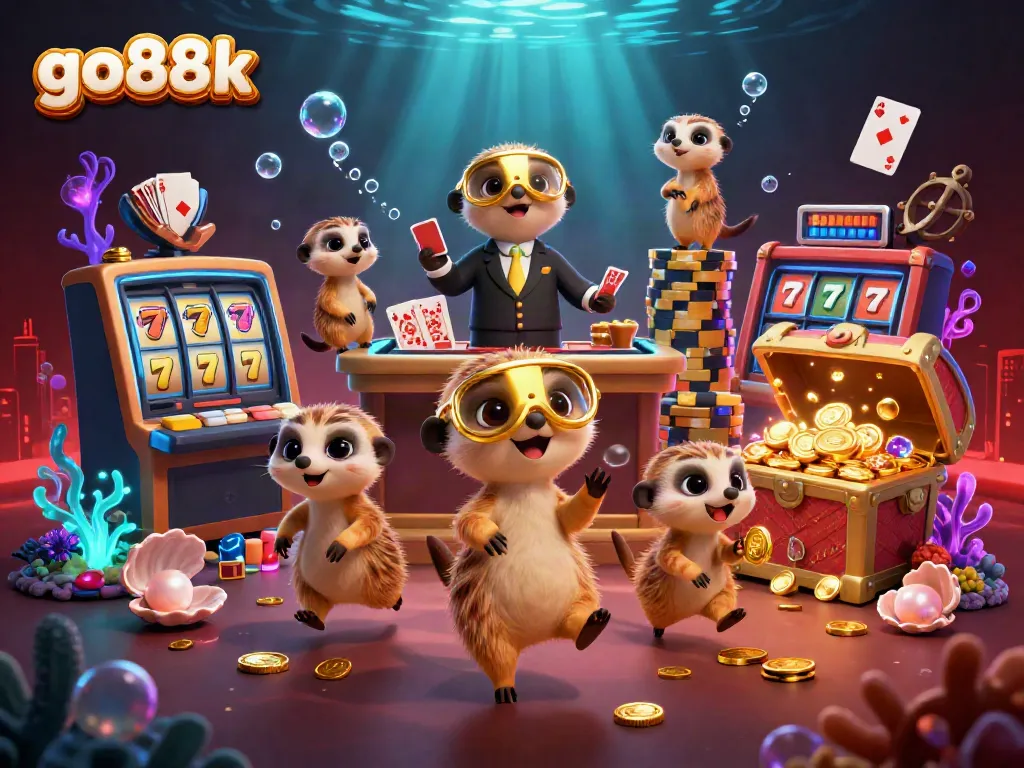 Experience the excitement of go88k's lively casino with meerkats operating slots and treasures.