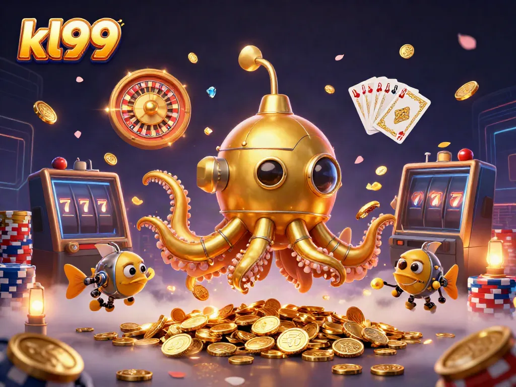 Join the thrilling adventure at kl99 with the golden kraken submarine in a sea of gleaming coins!