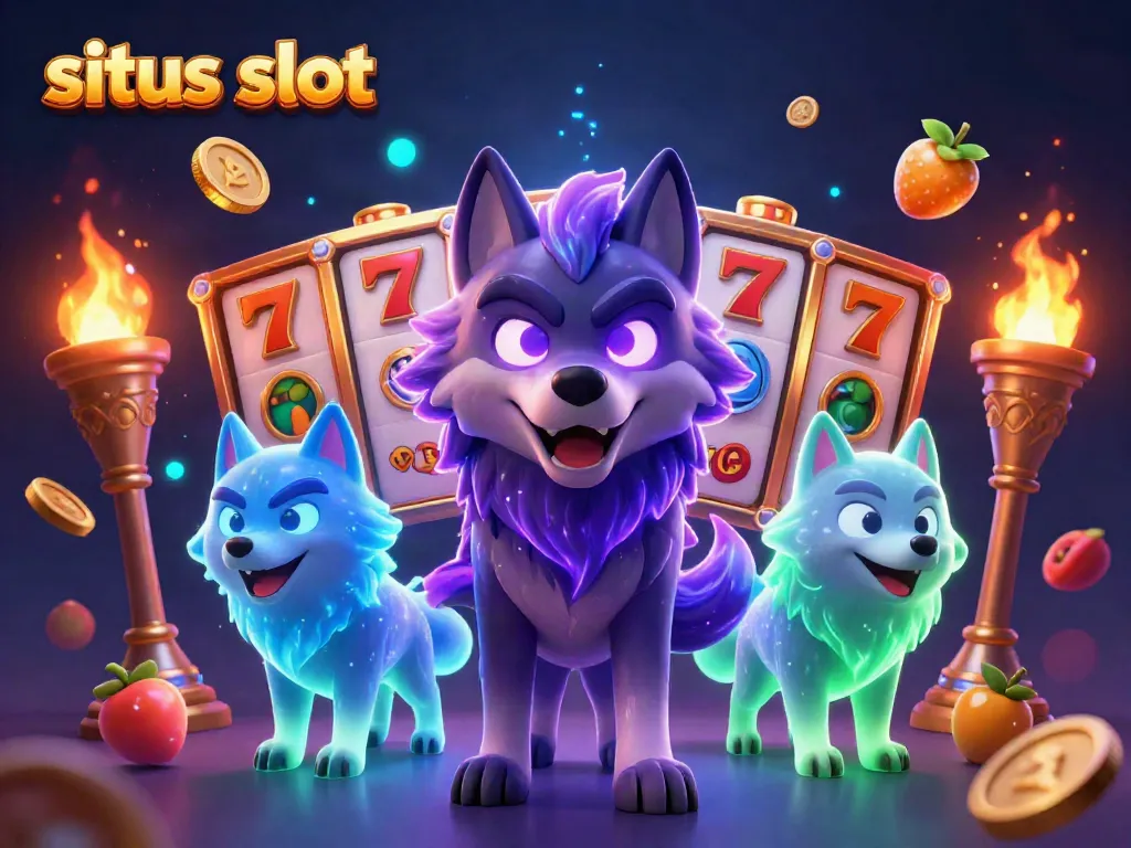 Experience thrilling situs slot gameplay with vibrant wolf characters and animated reels.