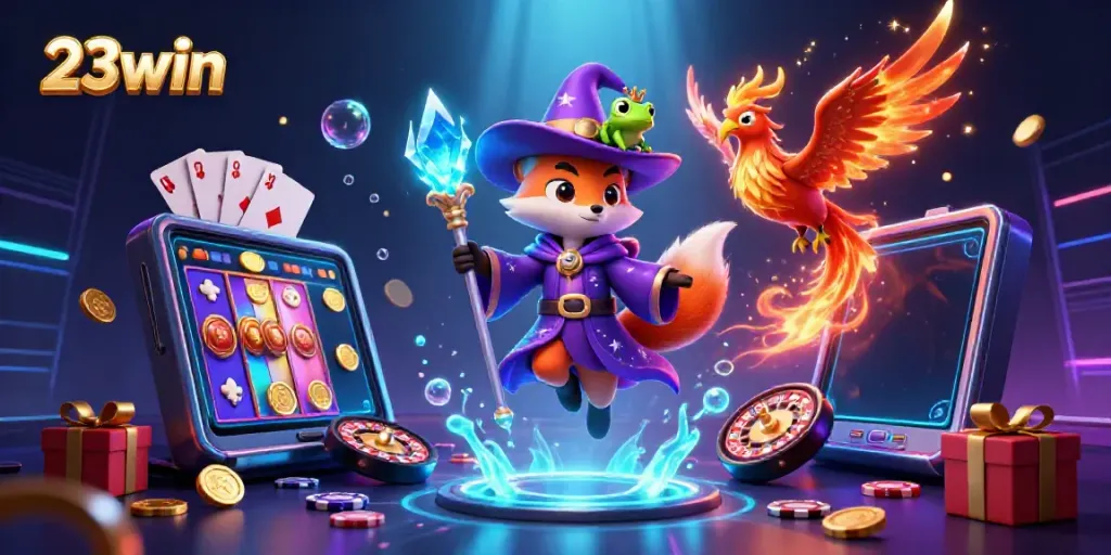 Play interactive slot games with 23win in a vibrant 3D fantasy setting.