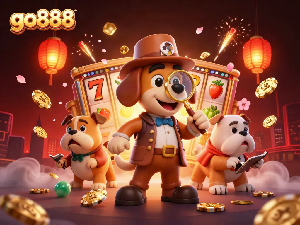 Engage in thrilling slots action with go888 in this vibrant 3D casino scene