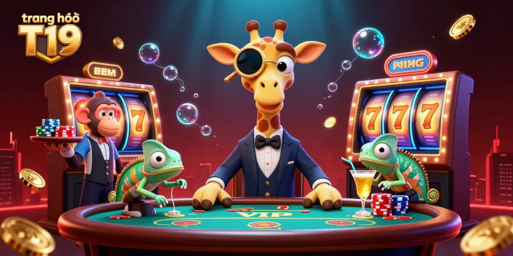 Experience excitement at trang chủ T19 with a high-roller giraffe at the VIP poker table.