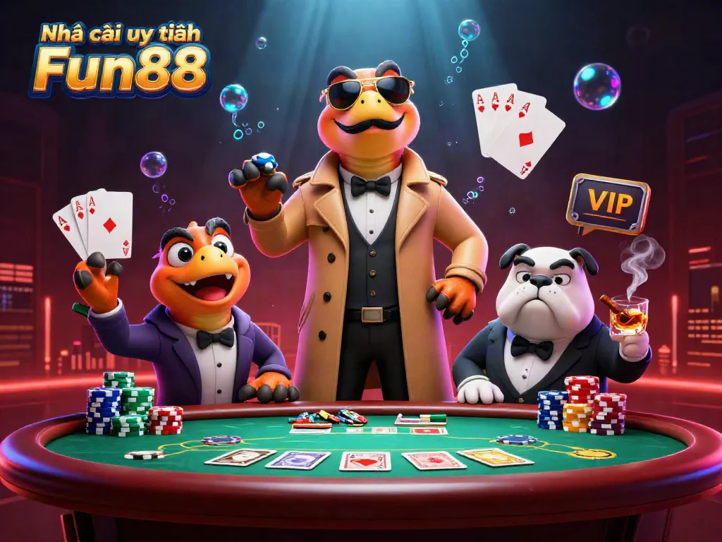 Experience the excitement of Nhà cái uy tín Fun88 with raptors hilariously entering a VIP casino lounge.