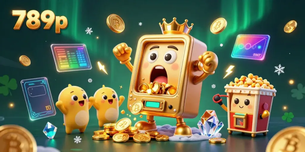Celebrate jackpots with 789p's animated slot machine scene pouring out coins in a vibrant casino.