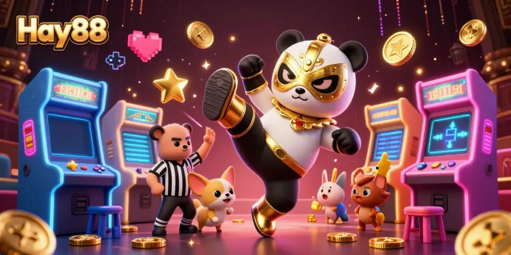 Experience Hay88's gaming culture with energetic characters and vibrant casino elements.