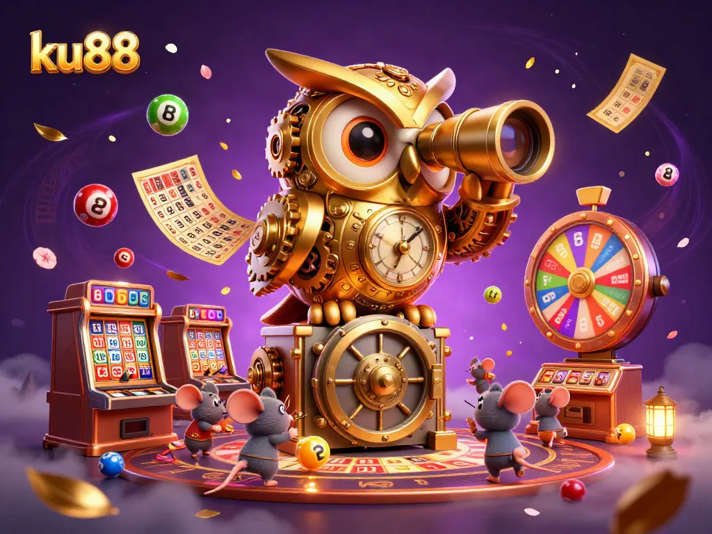 ku88 engaging in vibrant casino action with a cartoon owl and lively game elements