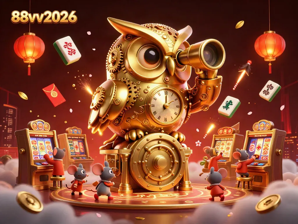 Experience the thrill of the casino with 88vv2026's vibrant owl and mouse characters amidst dynamic game elements.
